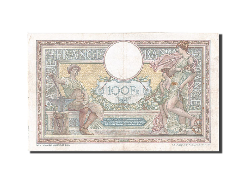 Banknote, France, 100 Francs, 100 F 1908-1939 ''Luc Olivier Merson'', 1919