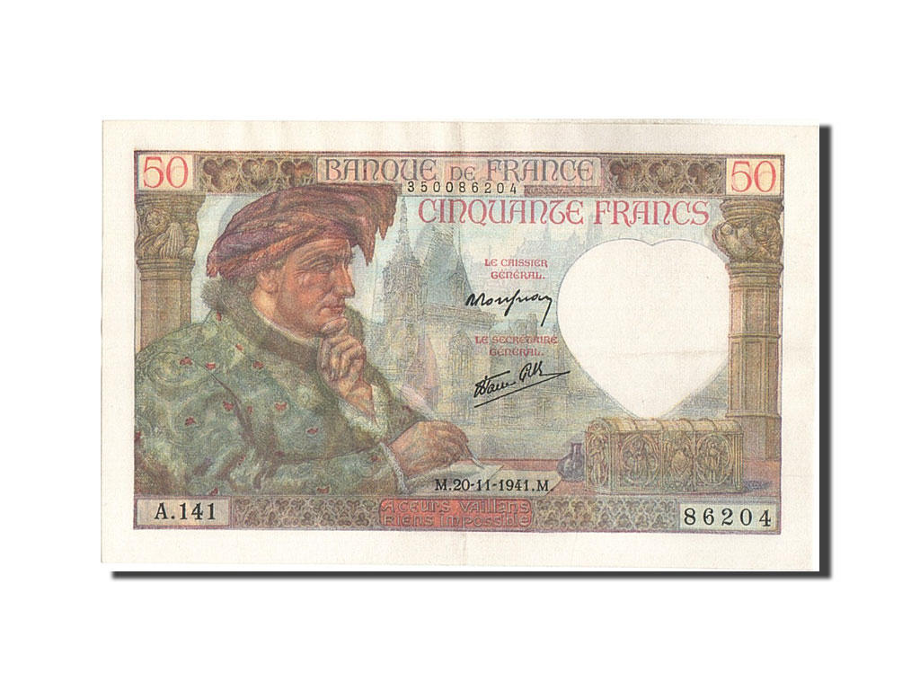 Banknote, France, 50 Francs, 50 F 1940-1942 ''Jacques Coeur'', 1941, 1941-11-20