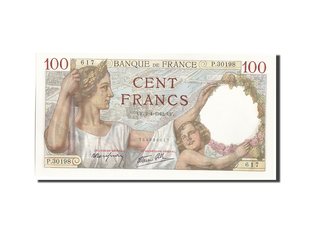 Banknote, France, 100 Francs, 100 F 1939-1942 ''Sully'', 1942, 1942-04-02