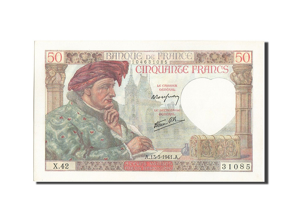 Banknote, France, 50 Francs, 50 F 1940-1942 ''Jacques Coeur'', 1941, 1941-03-13