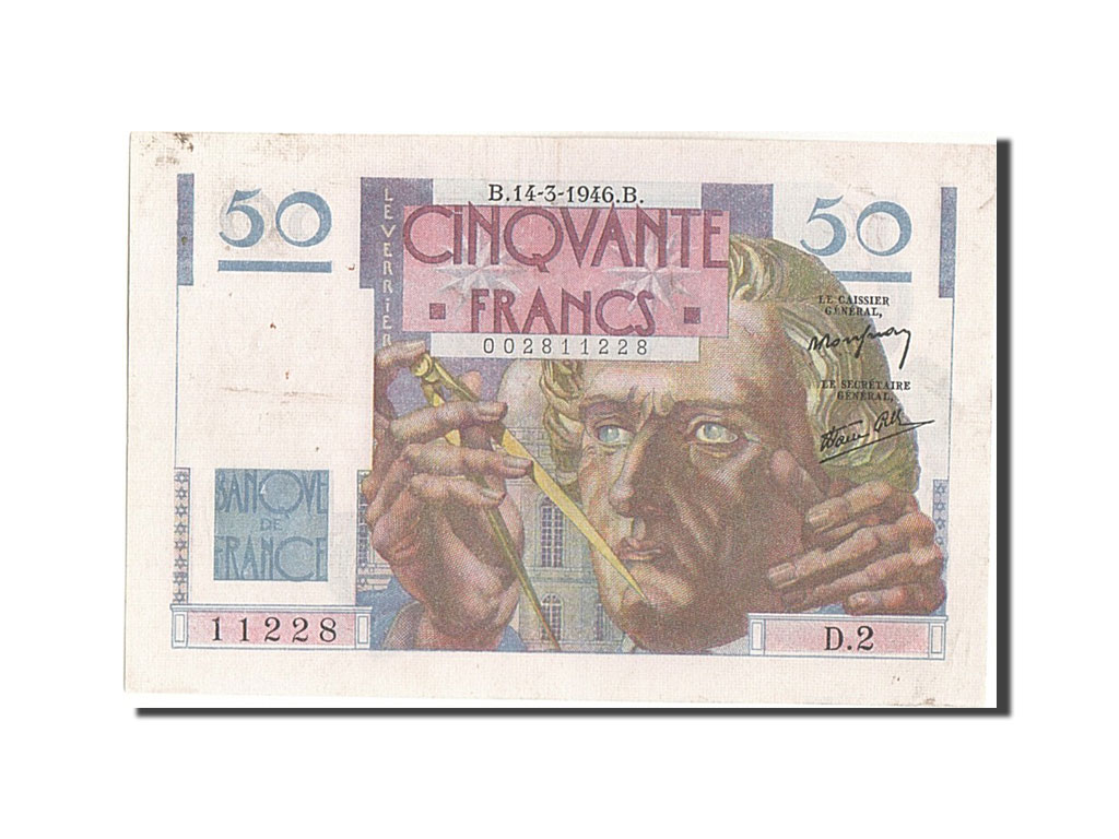 Banknote, France, 50 Francs, 50 F 1946-1951 ''Le Verrier'', 1946, 1946-03-14