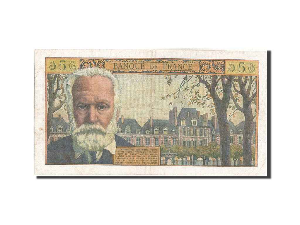 Banknote, France, 5 Nouveaux Francs, 5 NF 1959-1965 ''Victor Hugo'', 1960