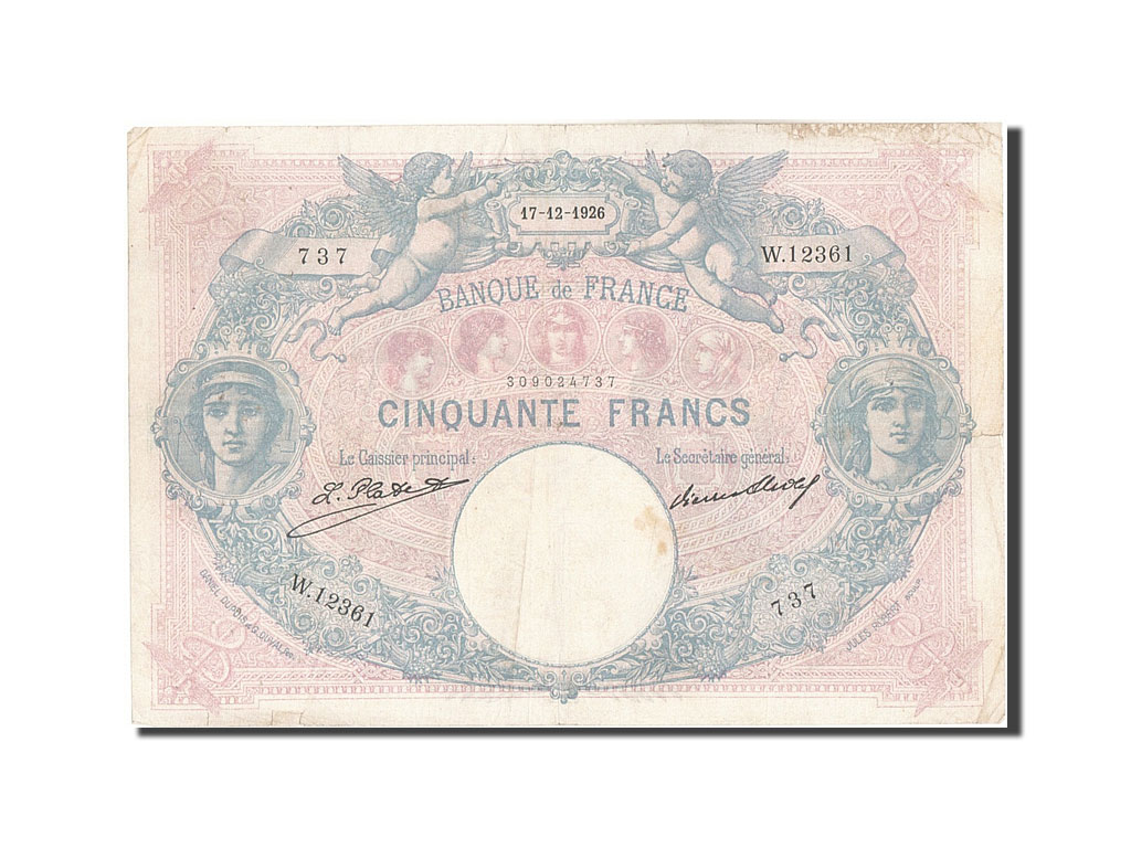 Biljet, Frankrijk, 50 Francs, 50 F 1889-1927 ''Bleu et Rose'', 1926, 1926-12-17