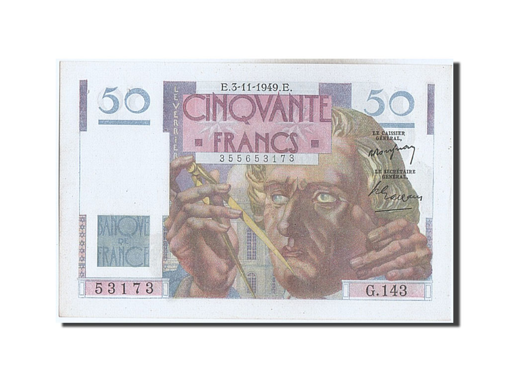 Banknote, France, 50 Francs, 50 F 1946-1951 ''Le Verrier'', 1949, 1949-11-03