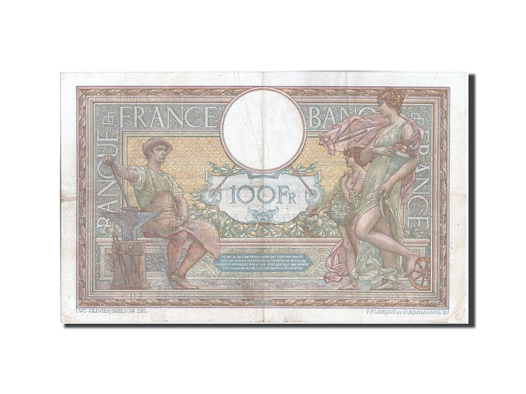 Banknote, France, 100 Francs, 100 F 1908-1939 ''Luc Olivier Merson'', 1920