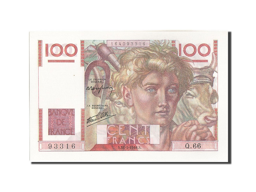 Banknote, France, 100 Francs, 100 F 1945-1954 ''Jeune Paysan'', 1946