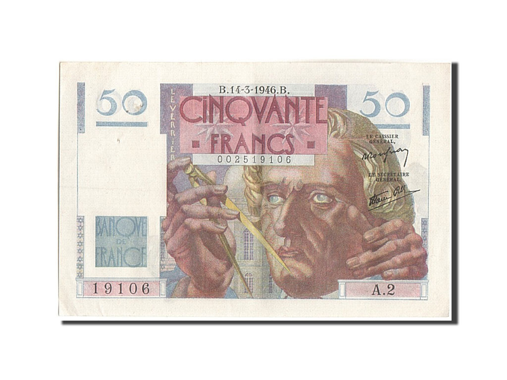 Banknote, France, 50 Francs, 50 F 1946-1951 ''Le Verrier'', 1946, 1946-03-14