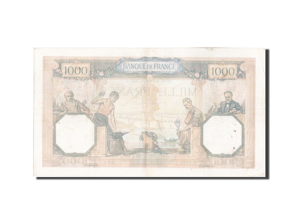 Banknote, France, 1000 Francs, 1 000 F 1927-1940 ''Cérès et Mercure'', 1938
