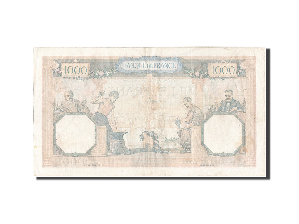 Banknote, France, 1000 Francs, 1 000 F 1927-1940 ''Cérès et Mercure'', 1938