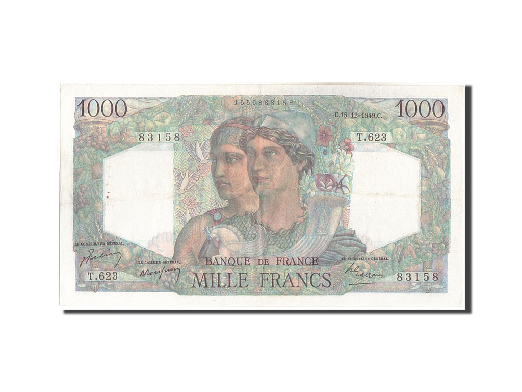 Banknote, France, 1000 Francs, 1 000 F 1945-1950 ''Minerve et Hercule'', 1949