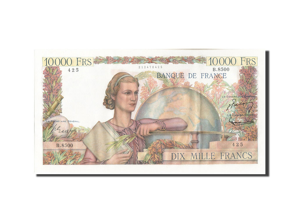 Banknote, France, 10,000 Francs, 10 000 F 1945-1956 ''Génie Français'', 1955