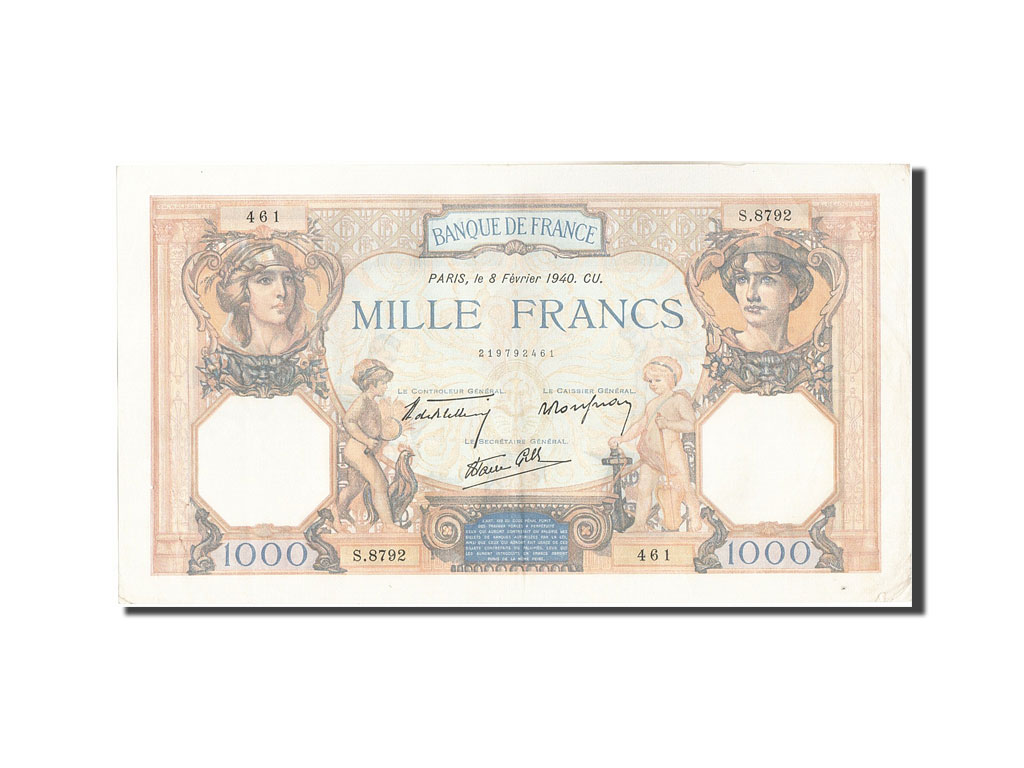 Banknote, France, 1000 Francs, 1 000 F 1927-1940 ''Cérès et Mercure'', 1940