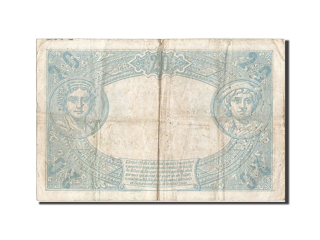 Banknote, France, 20 Francs, 20 F 1905-1913 ''Bleu'', 1912, 1912-03-20