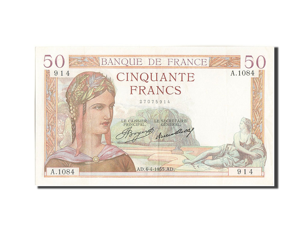 Banknote, France, 50 Francs, 50 F 1934-1940 ''Cérès'', 1935, 1935-04-04