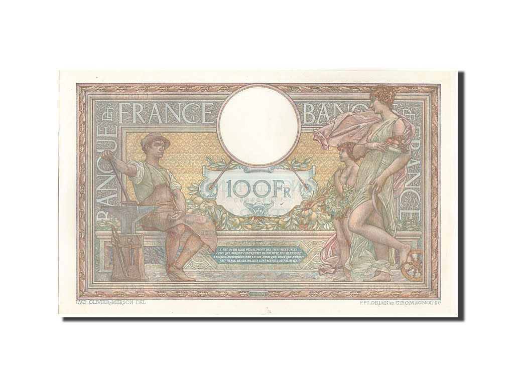 Biljet, Frankrijk, 100 Francs, 100 F 1908-1939 ''Luc Olivier Merson'', 1920