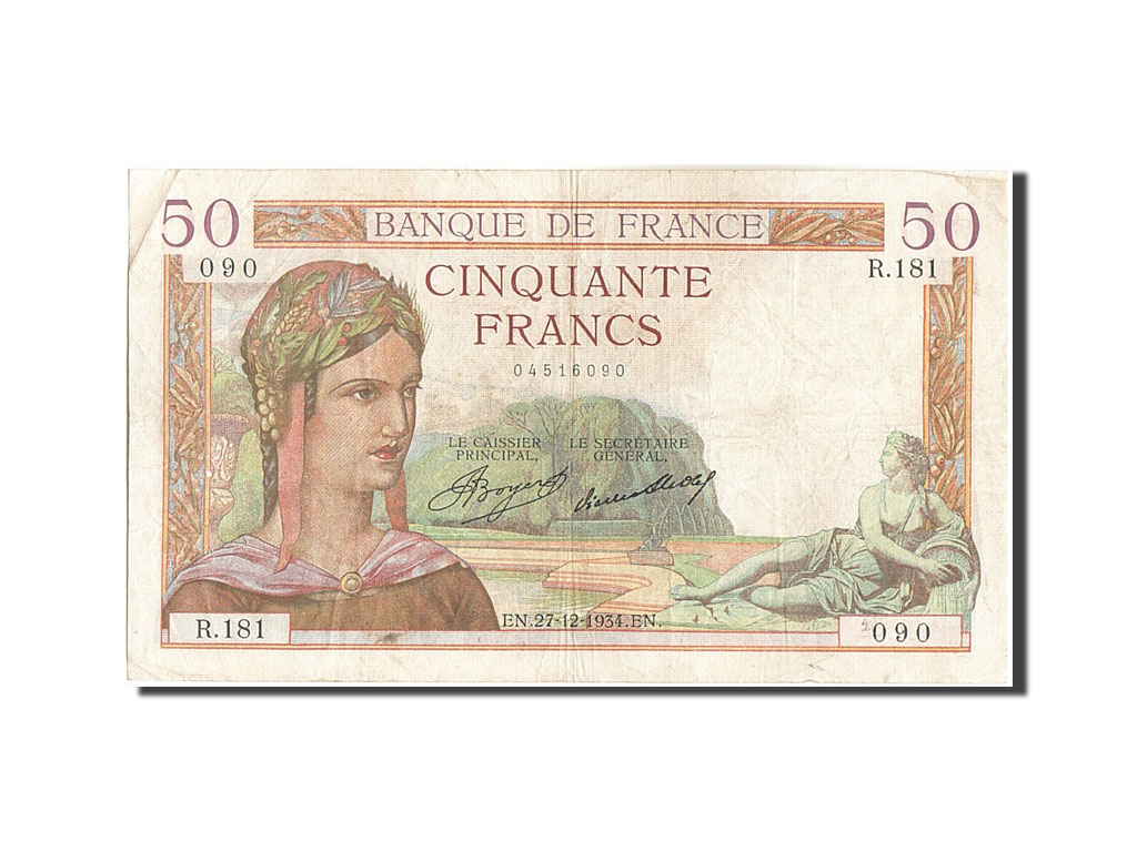 Banknote, France, 50 Francs, 50 F 1934-1940 ''Cérès'', 1934, 1934-12-27