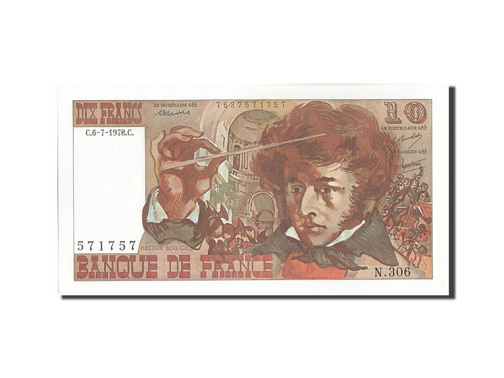Banknote, France, 10 Francs, 10 F 1972-1978 ''Berlioz'', 1978, 1978-07-06