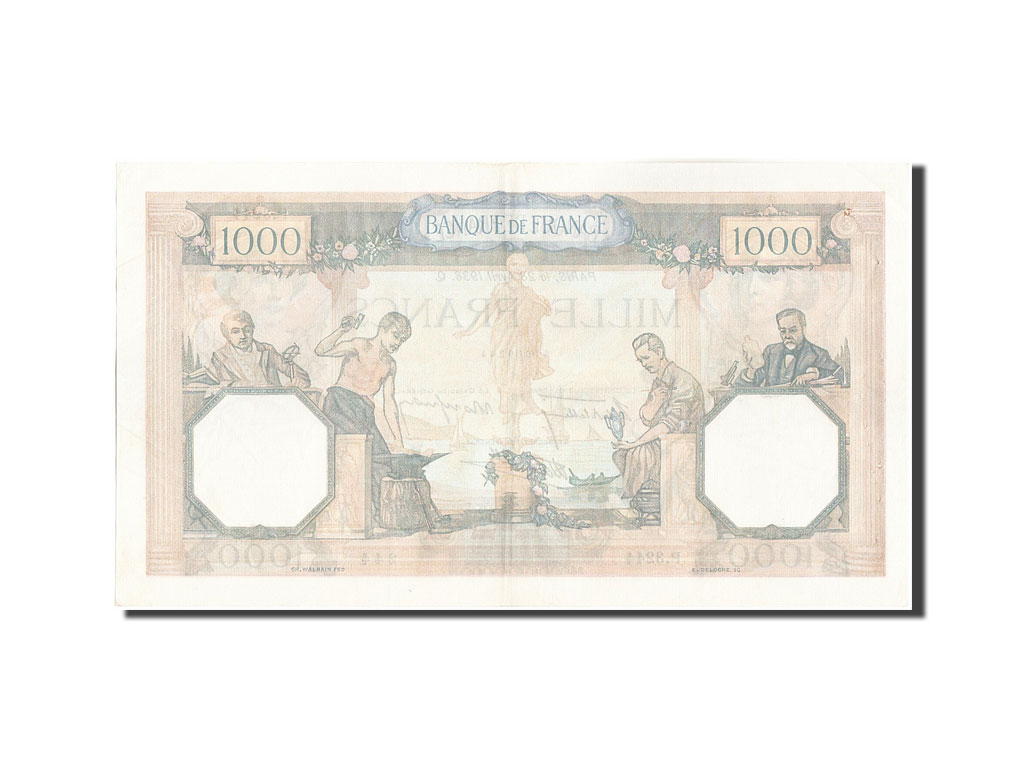 Biljet, Frankrijk, 1000 Francs, 1 000 F 1927-1940 ''Cérès et Mercure'', 1938