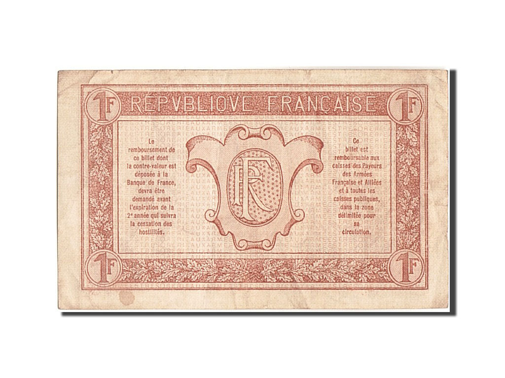 Banknote, France, 1 Franc, 1917-1919 Army Treasury, 1917, 1917, AU(50-53)
