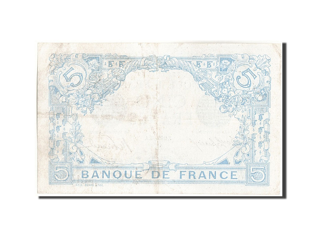 Banknote, France, 5 Francs, 5 F 1912-1917 ''Bleu'', 1916, 1916-10-13, AU(55-58)
