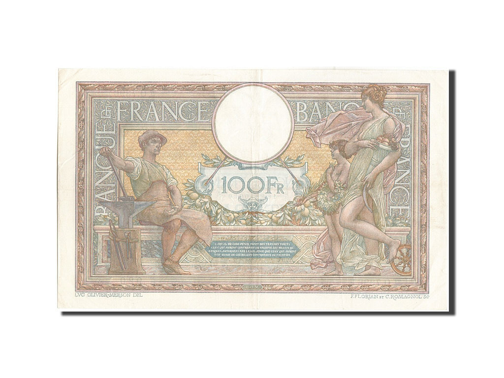 Biljet, Frankrijk, 100 Francs, 100 F 1908-1939 ''Luc Olivier Merson'', 1921