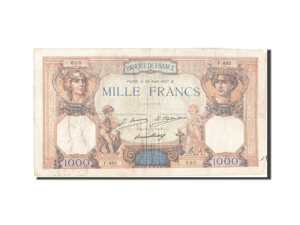 Banknote, France, 1000 Francs, 1 000 F 1927-1940 ''Cérès et Mercure'', 1927