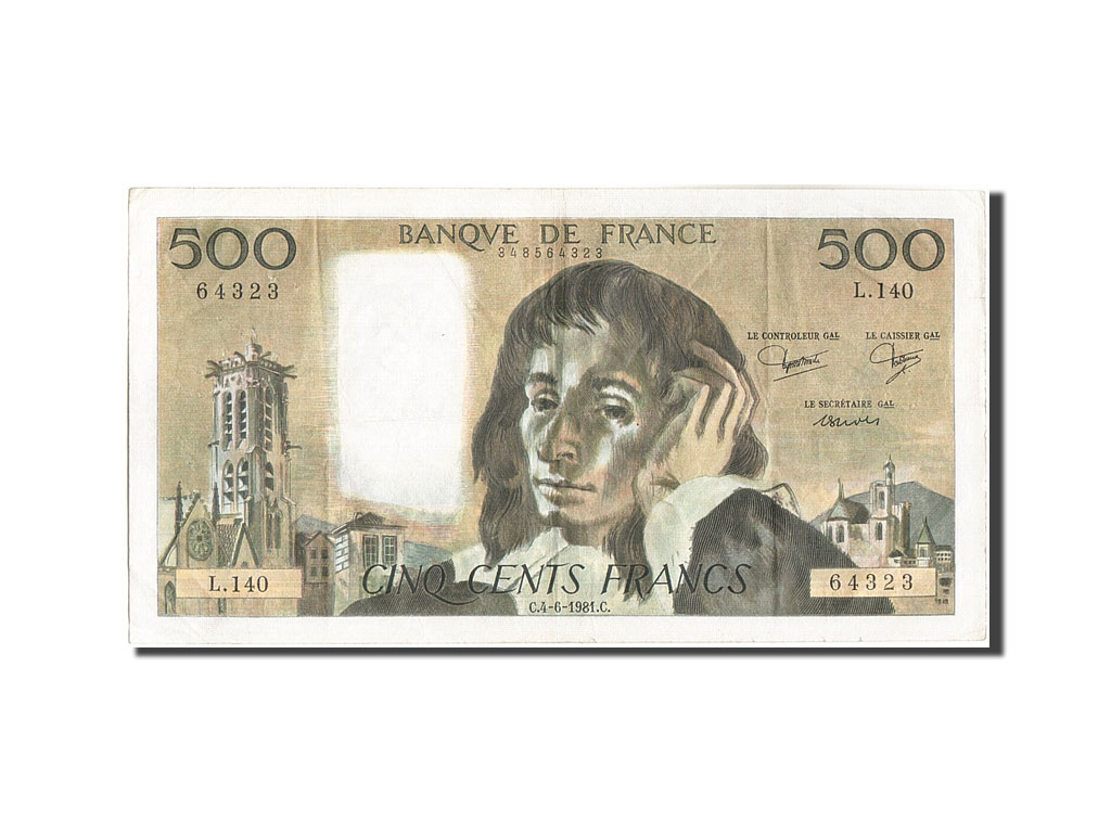 Banknote, France, 500 Francs, 500 F 1968-1993 ''Pascal'', 1981, 1981-06-04