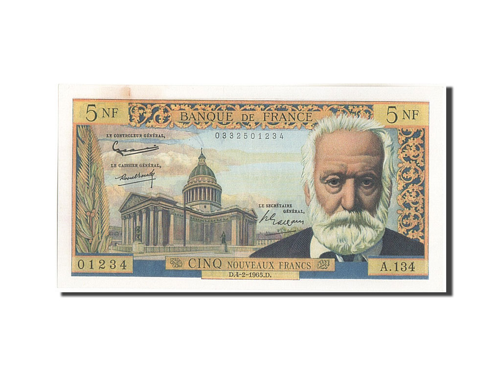 Banknote, France, 5 Nouveaux Francs, 5 NF 1959-1965 ''Victor Hugo'', 1965