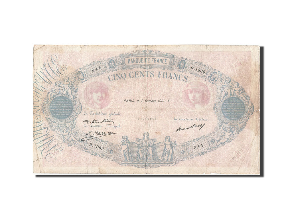 Banknote, France, 500 Francs, 500 F 1888-1940 ''Bleu et Rose'', 1930