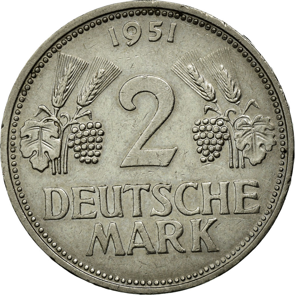 Coin, GERMANY - FEDERAL REPUBLIC, 2 Mark, 1951, Munich, , Copper-nickel