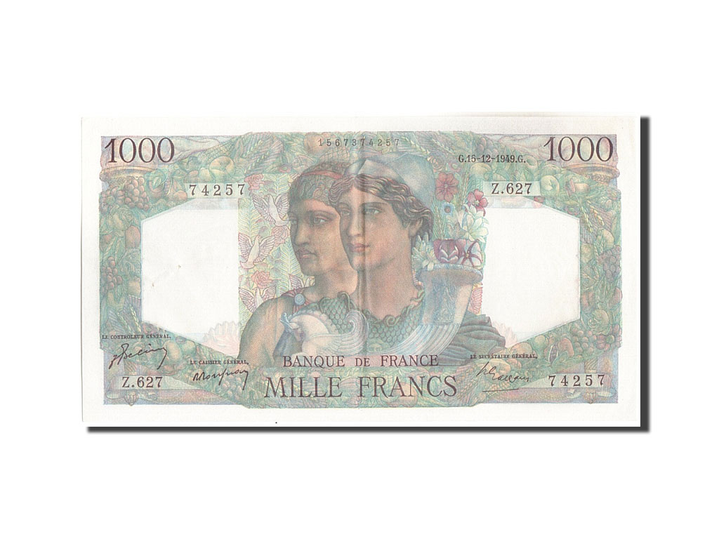 Banknote, France, 1000 Francs, 1 000 F 1945-1950 ''Minerve et Hercule'', 1949