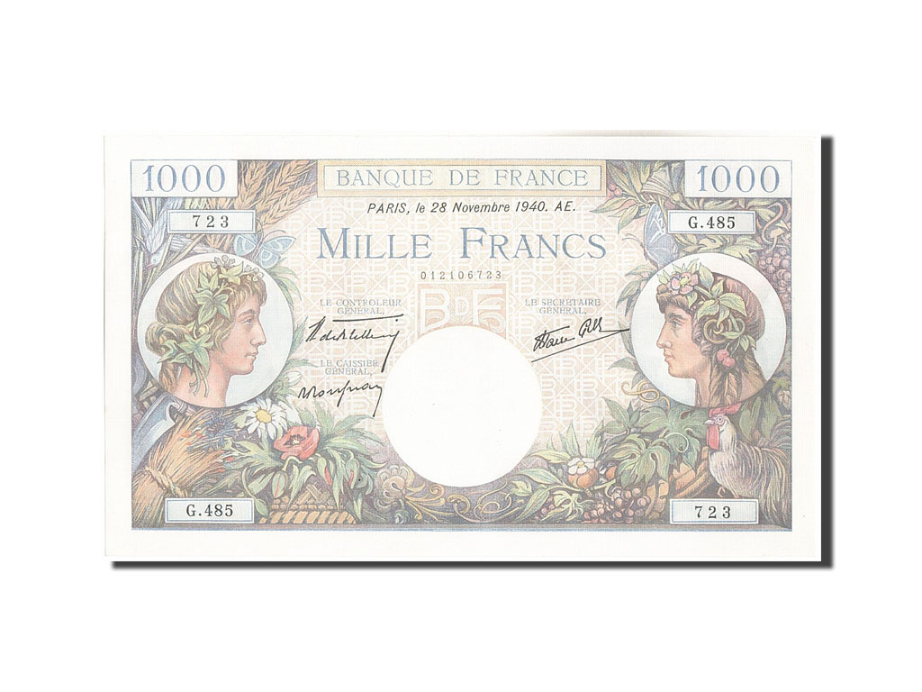 Banknote, France, 1000 Francs, 1 000 F 1940-1944 ''Commerce et Industrie''