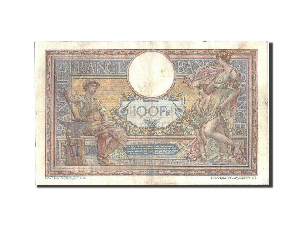 Banknote, France, 100 Francs, 100 F 1908-1939 ''Luc Olivier Merson'', 1915