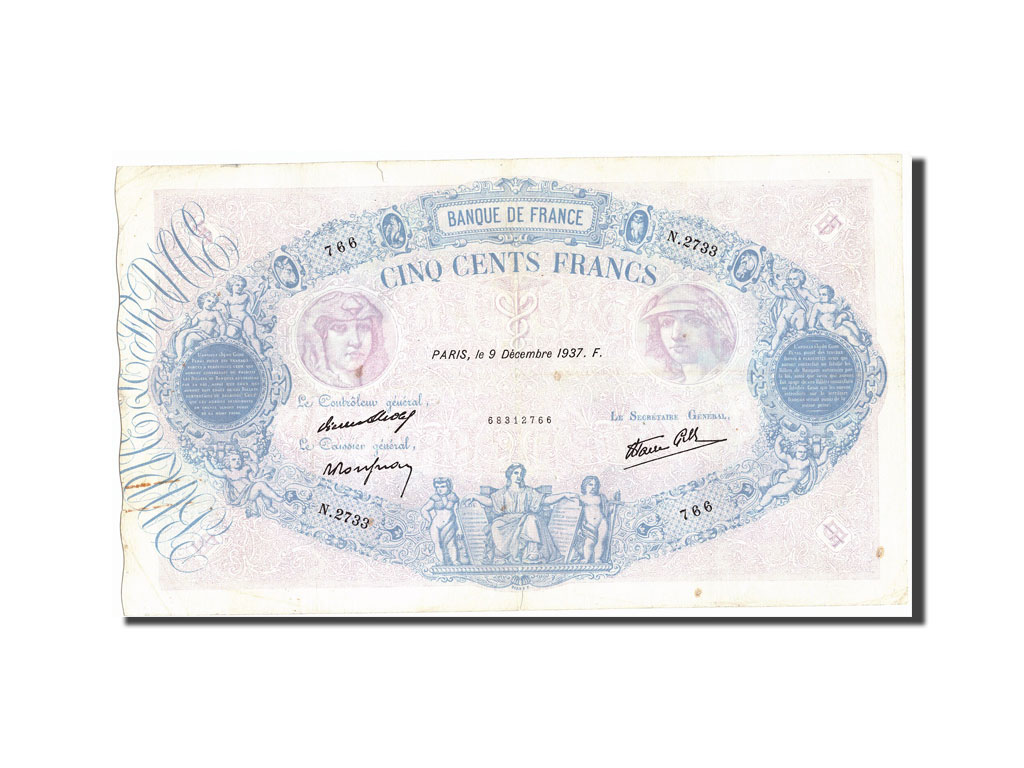 Banknote, France, 500 Francs, 500 F 1888-1940 ''Bleu et Rose'', 1937