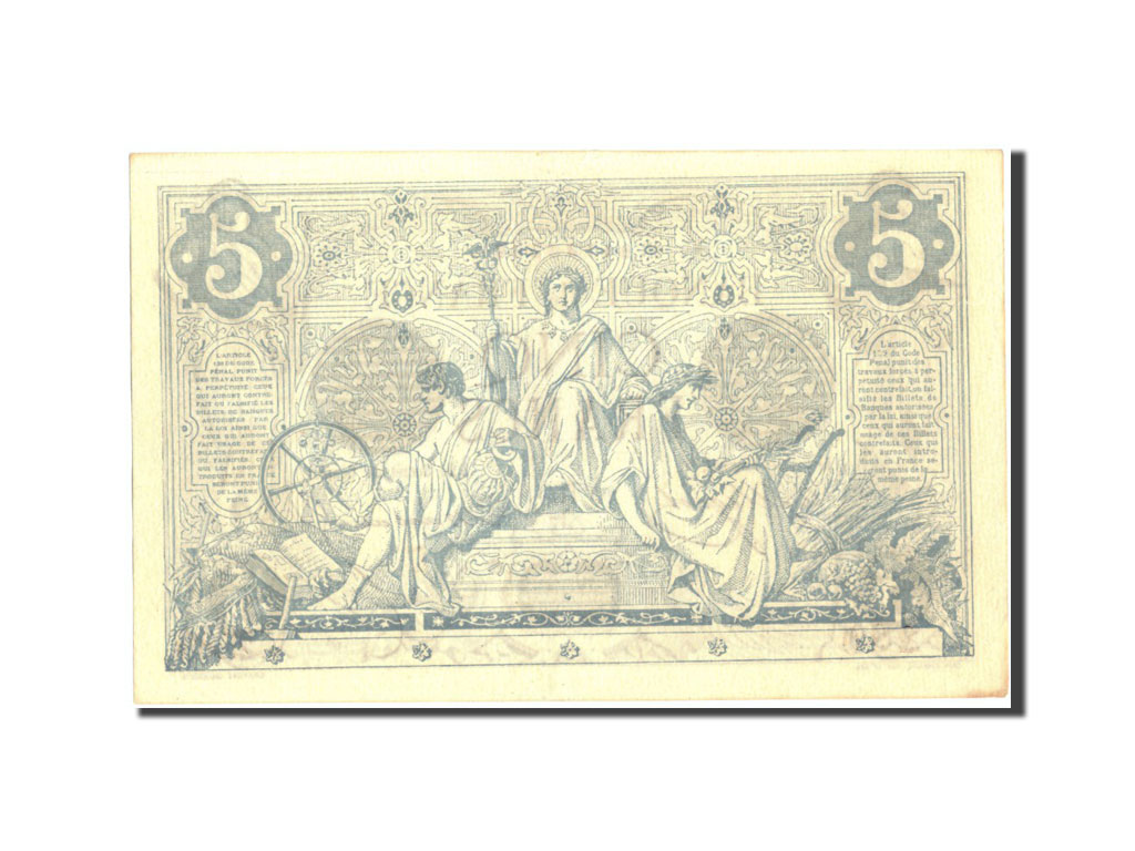 Banknote, France, 5 Francs, 5 F 1871-1874 ''Noir'', 1873, 1873-05-16, AU(50-53)