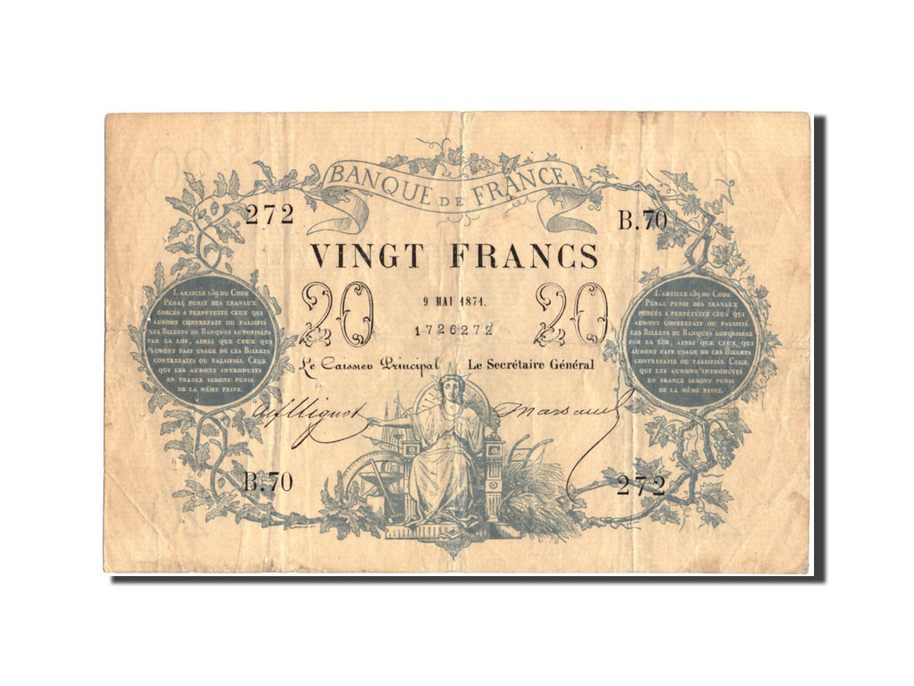 Banknote, France, 20 Francs, ...-1889 Circulated during XIXth, 1871, 1871-05-09