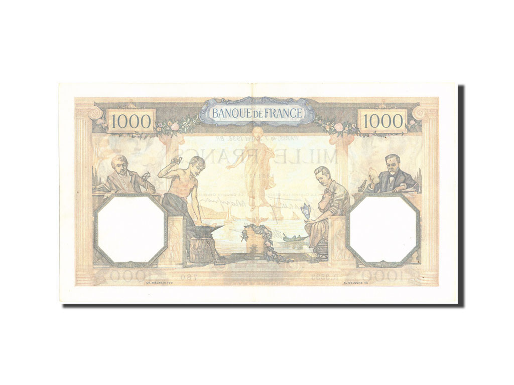 Banknote, France, 1000 Francs, 1 000 F 1927-1940 ''Cérès et Mercure'', 1938