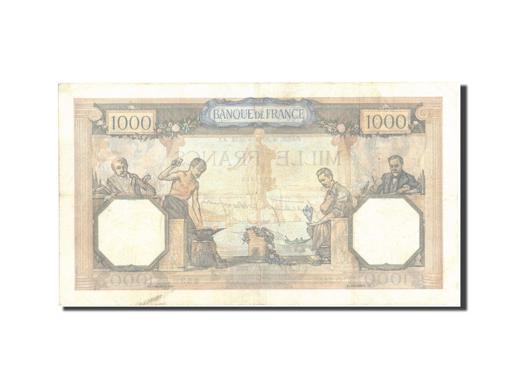 Biljet, Frankrijk, 1000 Francs, 1 000 F 1927-1940 ''Cérès et Mercure'', 1938
