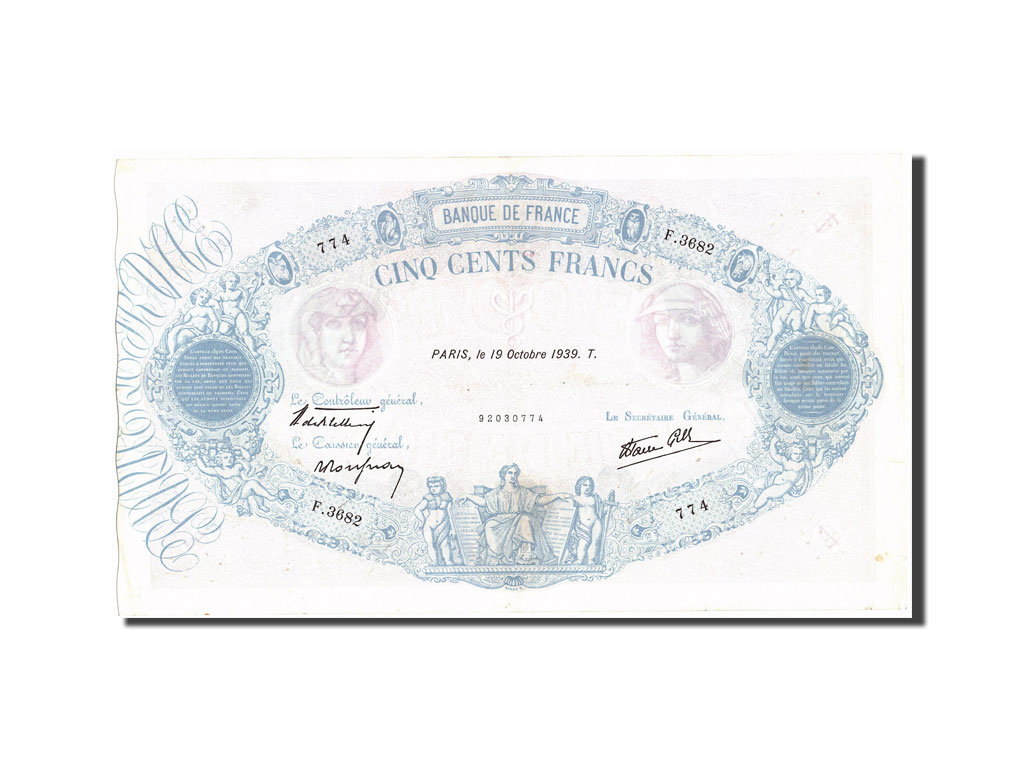 Banknote, France, 500 Francs, 500 F 1888-1940 ''Bleu et Rose'', 1939
