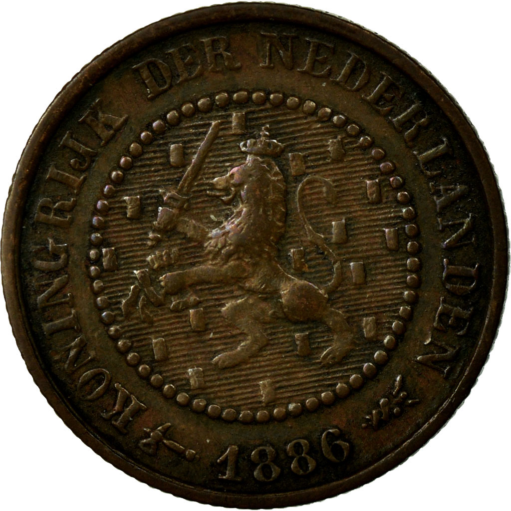 Coin, Netherlands, William III, 1/2 Cent, 1886, , Bronze, KM:109.1