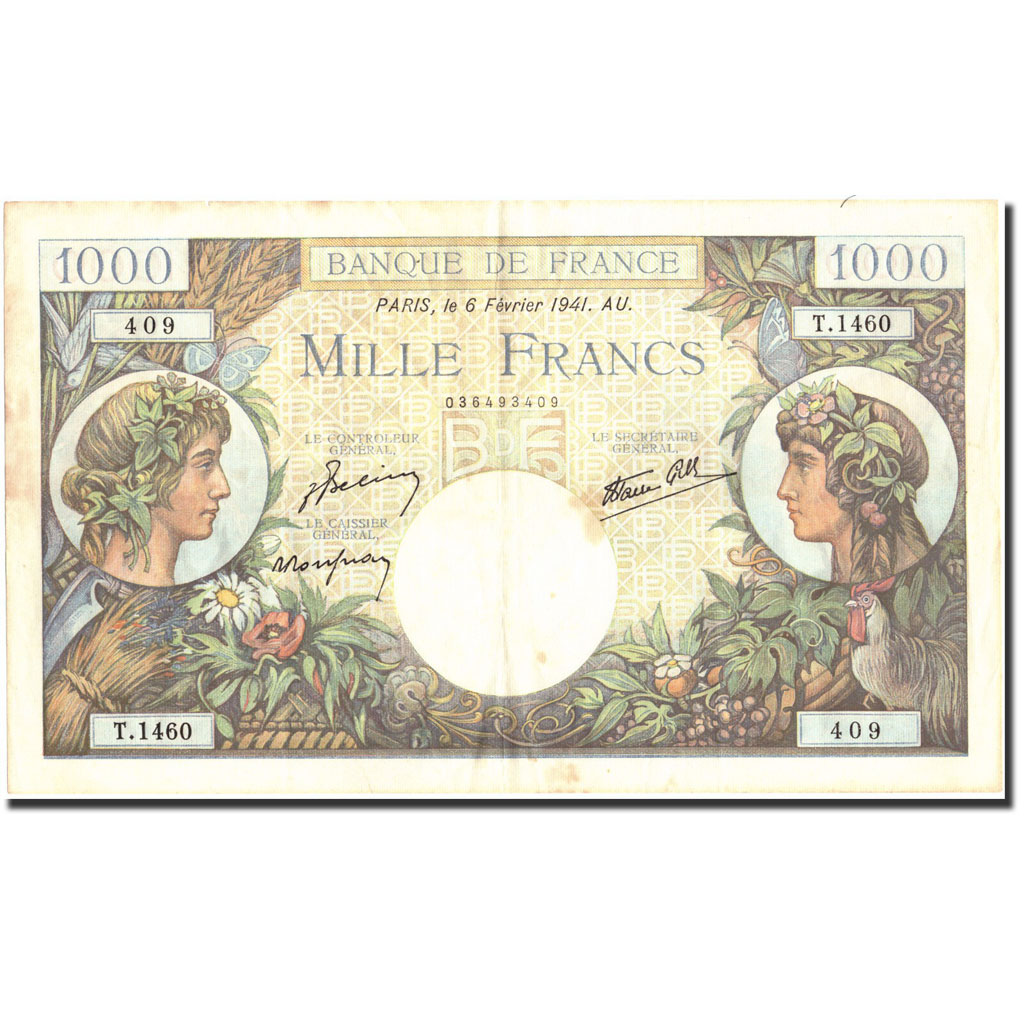 Frankrijk, 1000 Francs, 1 000 F 1940-1944 ''Commerce et Industrie'', 1941