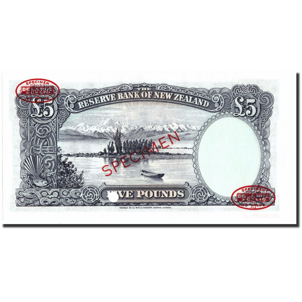 Banknote, New Zealand, 5 Pounds, 1956-60, Specimen TDLR, KM:160c, UNC(65-70)