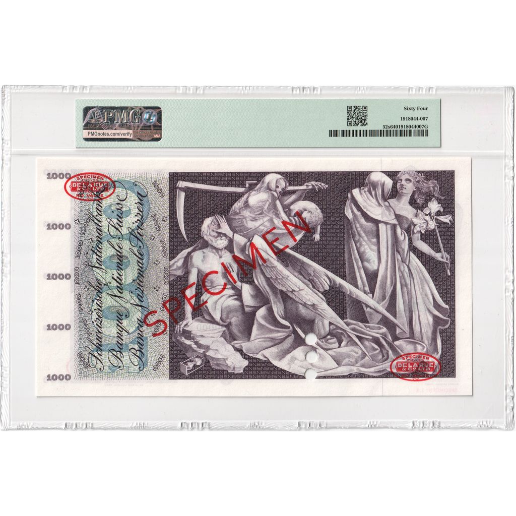 Banknote, Switzerland, 1000 Franken, Specimen TDLR, KM:52s, UNC(65-70)