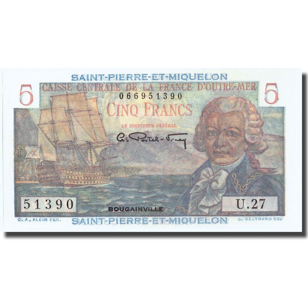 Saint-Pierre-et-Miquelon, 5 Francs, Undated (1950-1960), NIEUW, KM:22
