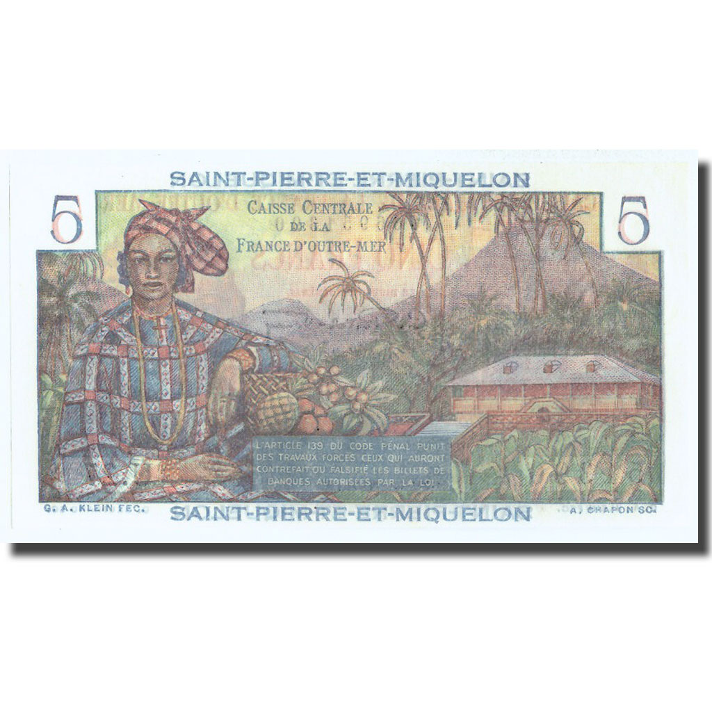 Saint-Pierre-et-Miquelon, 5 Francs, Undated (1950-1960), NIEUW, KM:22