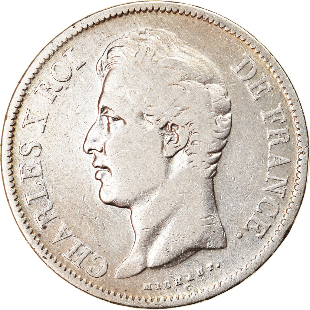 Coin, France, Charles X, 5 Francs, 1829, Rouen, VF, Silver, KM:728.2