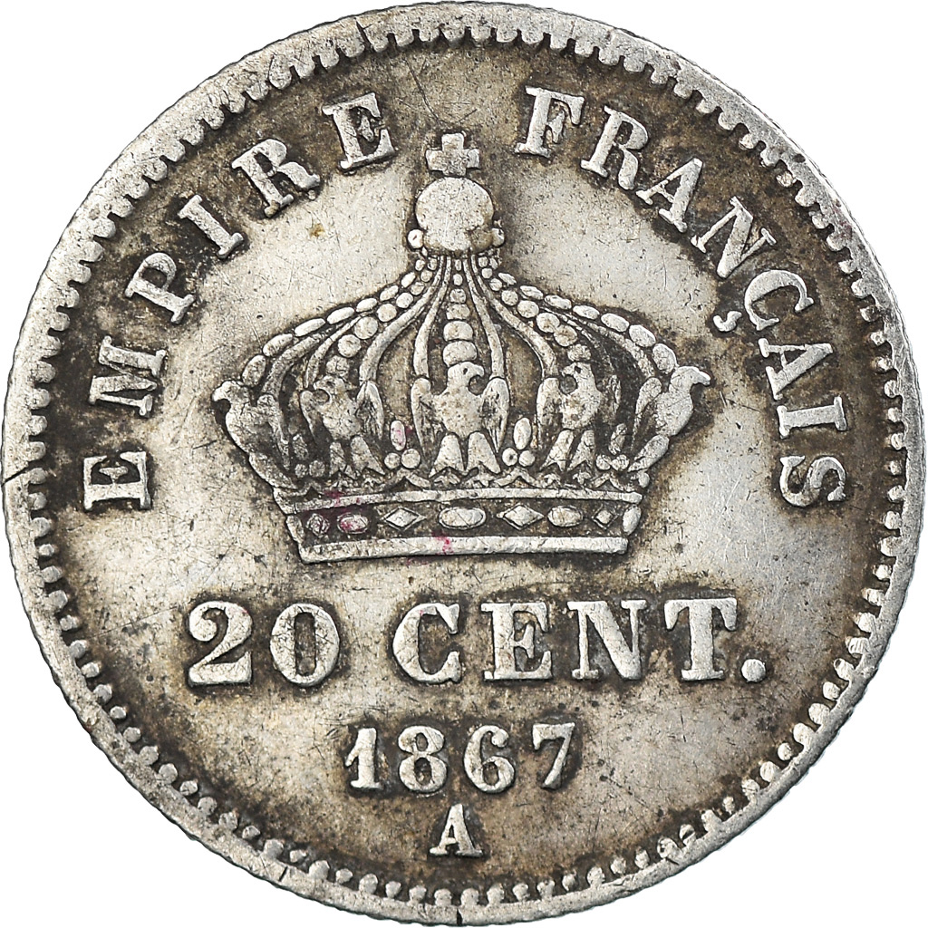 Coin, France, Napoleon III, Napoléon III, 20 Centimes, 1867, Paris, 