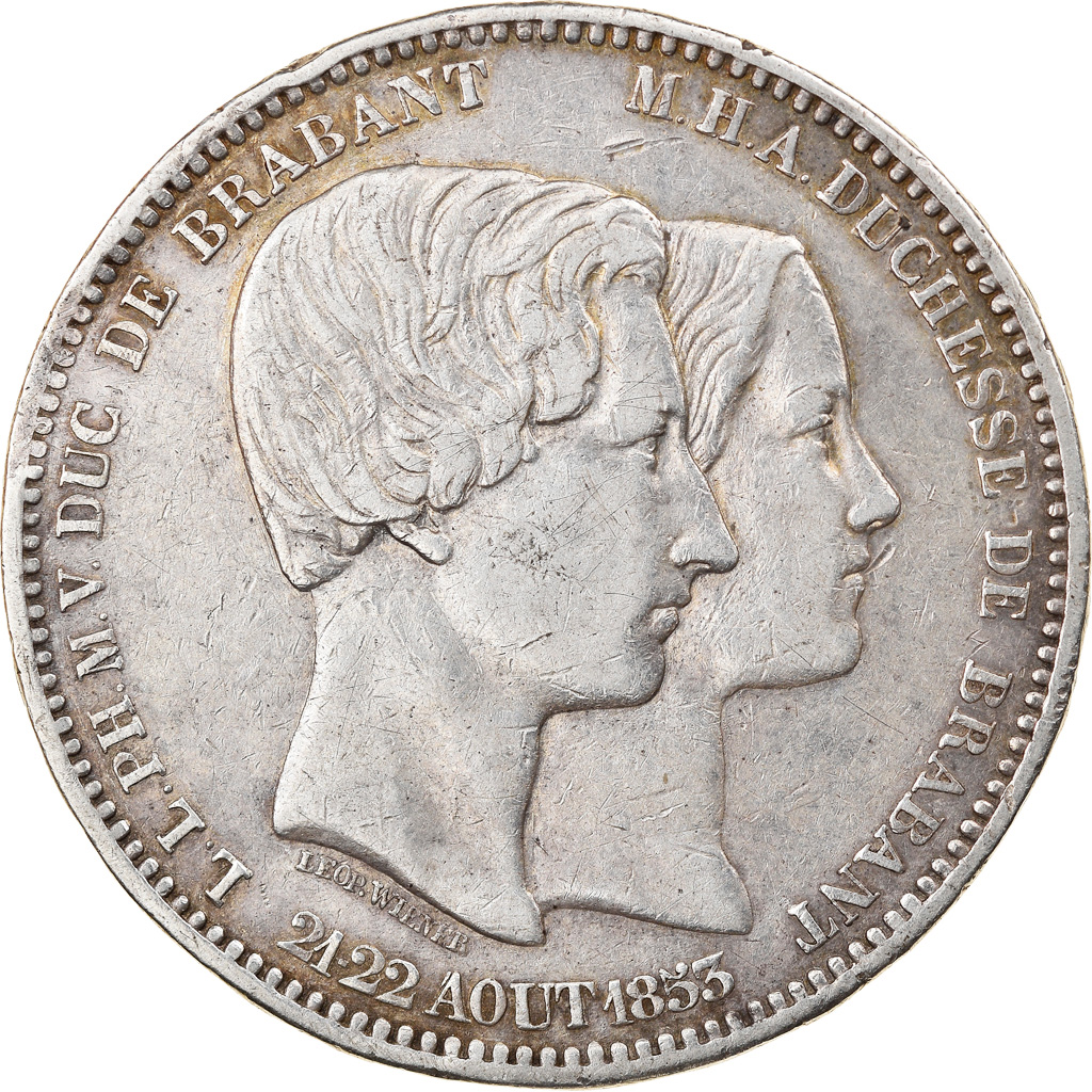 Coin, Belgium, Leopold I, 5 Francs, 1853, , Silver, KM:2.1