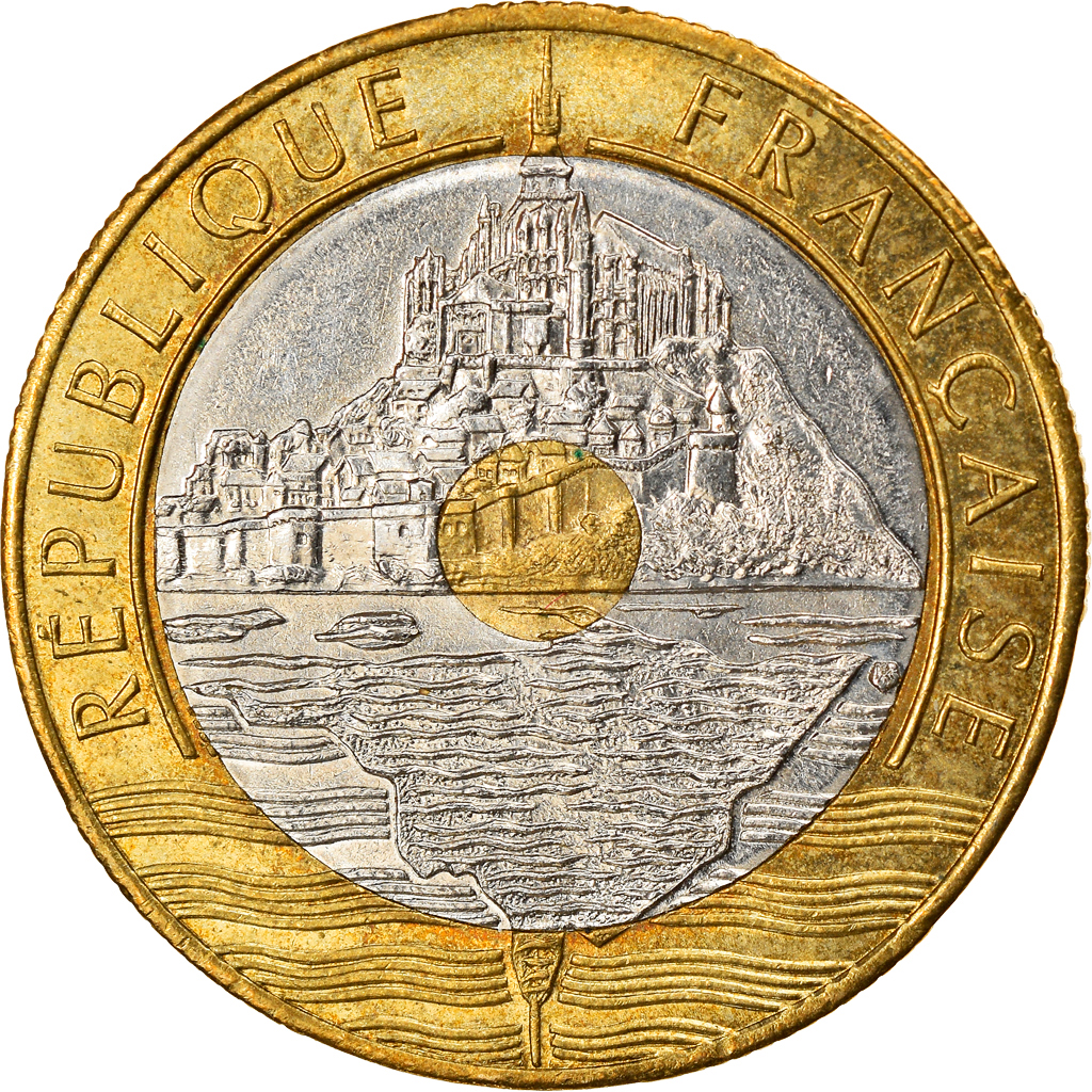 Coin, France, Mont Saint Michel, 20 Francs, 1992, Paris, 