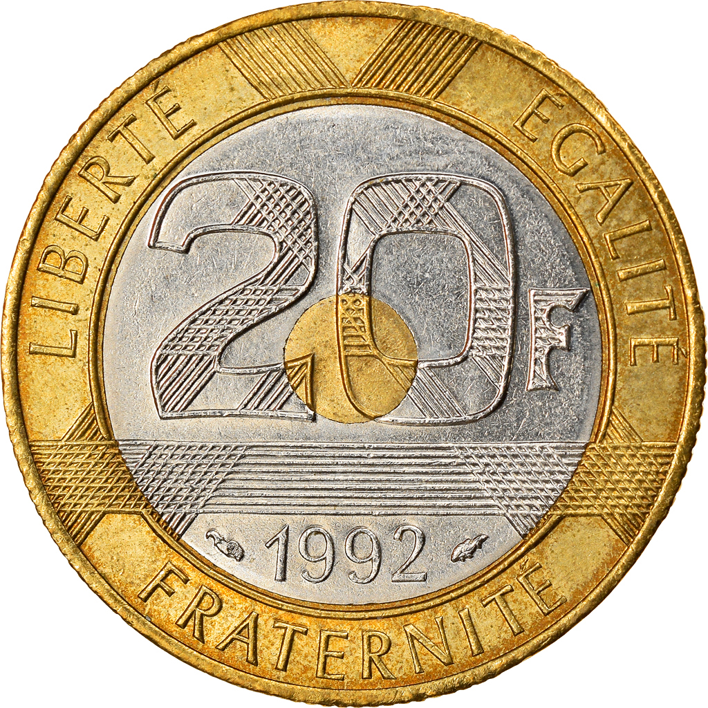 Coin, France, Mont Saint Michel, 20 Francs, 1992, Paris, 